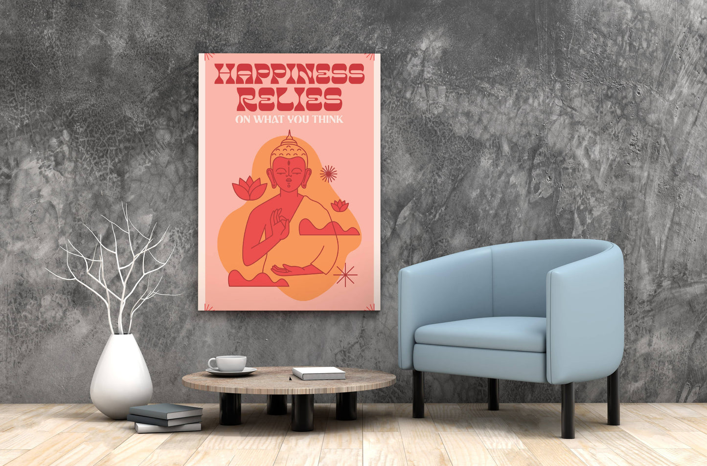 Buddha's Influence motivational wall art - Front angle 1
