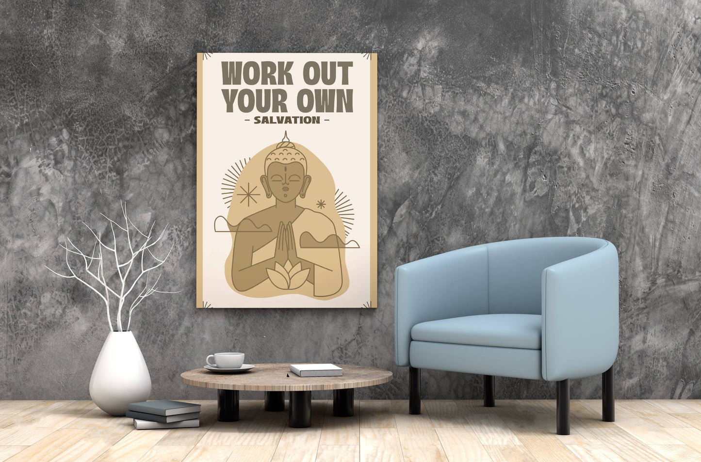Buddha's Wisdom Motivational Wall Art - Front Angle