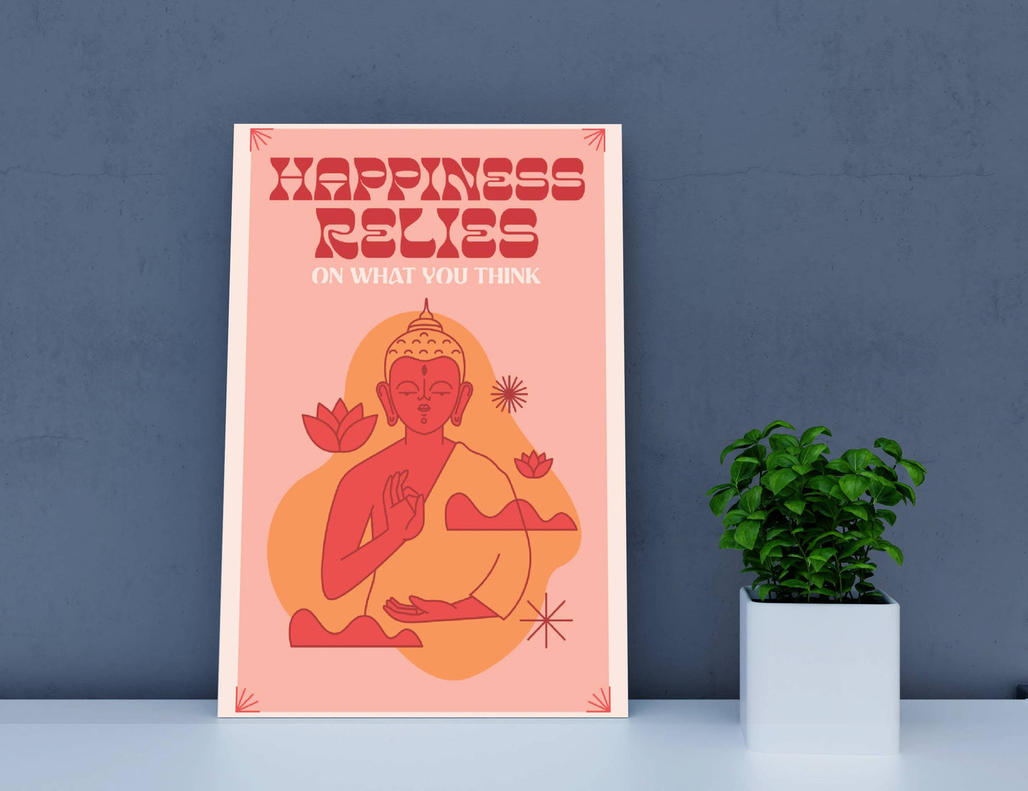 Buddha's Influence motivational wall art - Front angle 2