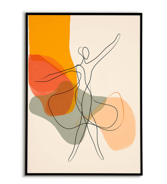 Line Art Dancing - Printable Wall Art / Poster. Download this elegant design to add a touch of movement to your decor.