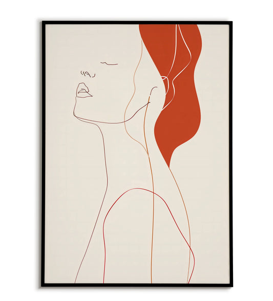 Minimal line art woman - Printable Wall Art / Poster. Download this design to enhance your space.