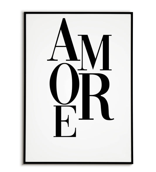 Romantic "Amore" printable poster, add a touch of love to your living space.