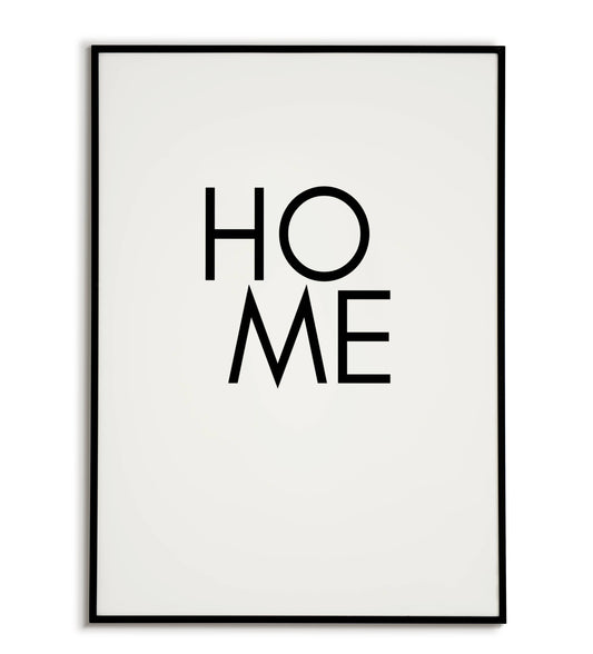 Warm and inviting "Home" printable poster, celebrating the comfort and love of home.