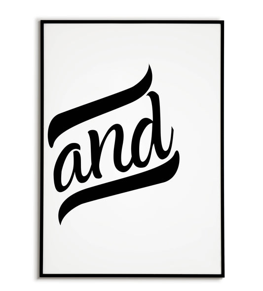 Minimalist "&" symbol wall art, featuring the word "And" for home or office.
