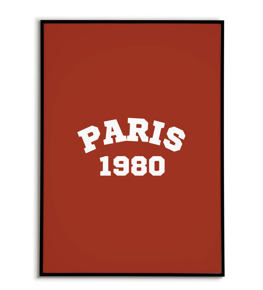 Parisian-themed "Paris 1980" printable poster, evoking nostalgia and vintage vibes.