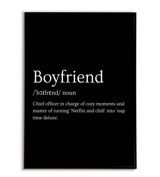Relationship-themed "Boyfriend" printable poster, celebrate love and companionship.