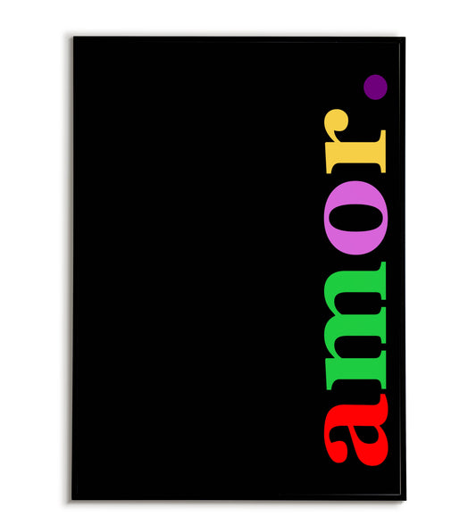 "Amor" printable word art poster in Spanish (love).