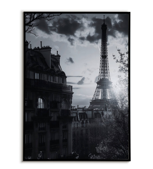 Black & White Paris printable wall art poster. Classic and timeless artwork.