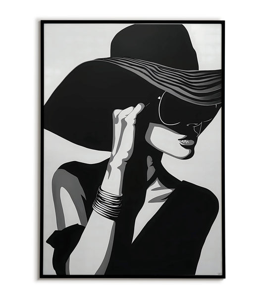 "Black & White Woman" printable portrait in black and white.