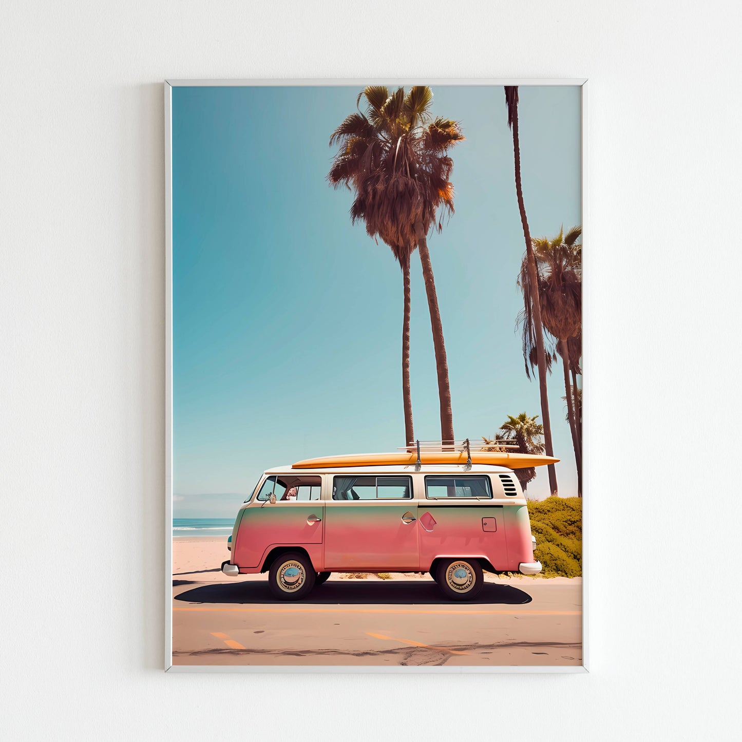 Pink Van at the Beach