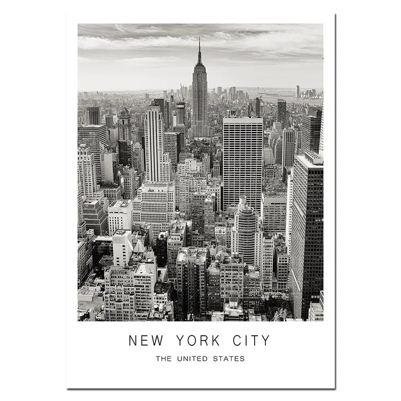 World City Landscape Paris London New York Poster