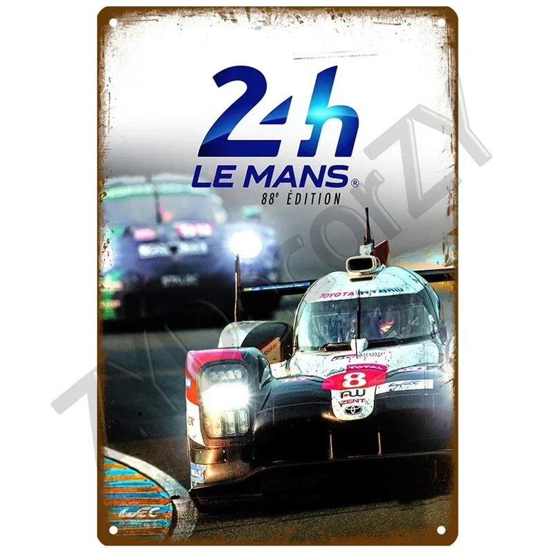 24H Lemans Racing Compettion in 1999 Metal Tin Sign Decor Vintage Wall Plate Poster Classic Tinplate Plaques Garage Bar Decor