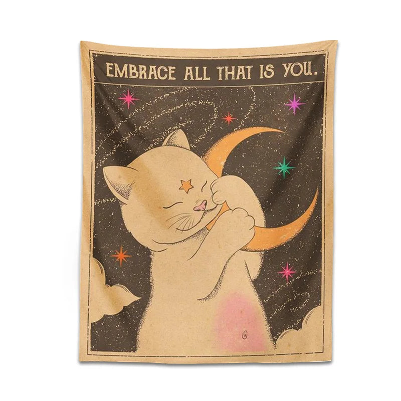 Sun moon Tarot Cat Tapestry
