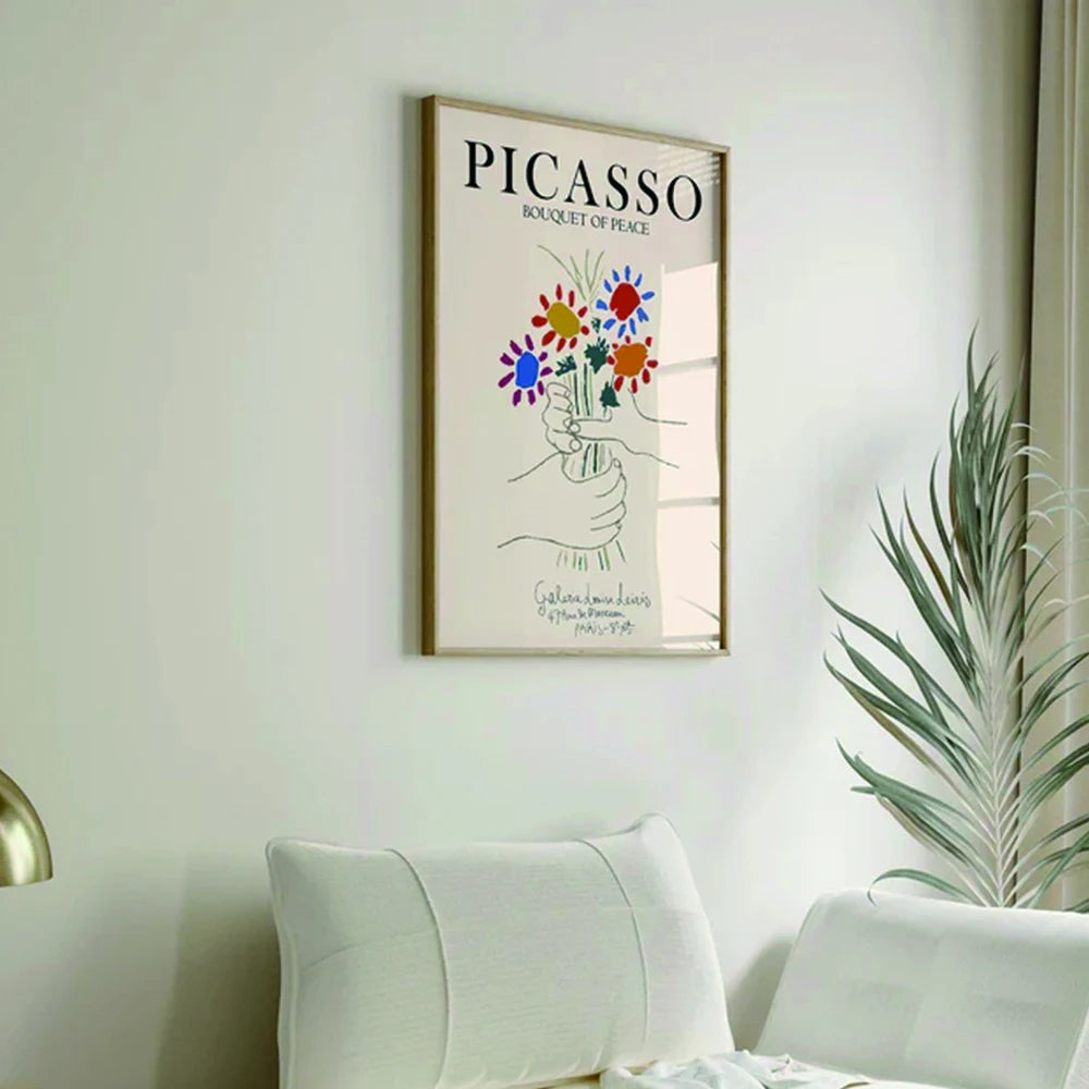 Modern Picasso Bouquet Of Peace Art Vintage Wall Art Prints Canvas Painting Poster Picture For Living Room Bedroom Home Decor