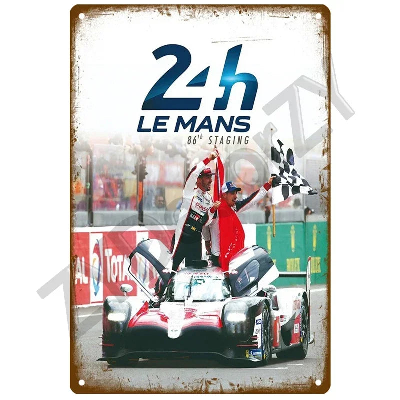 24H Lemans Racing Compettion in 1999 Metal Tin Sign Decor Vintage Wall Plate Poster Classic Tinplate Plaques Garage Bar Decor
