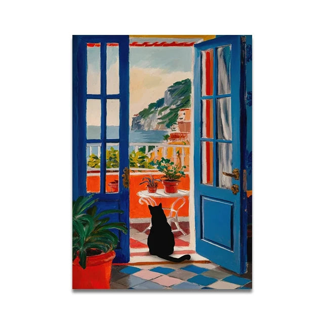 Bathroom Cat Reading on Toilet Poster