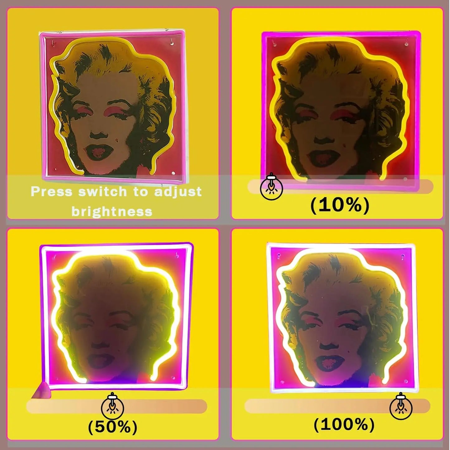 Marilyn Monroe Wall Art LED Neon Light Sign for Bedroom Dorm Classroom Hallway Wall Decor Retro Pop Art Eclectic Wall Decor