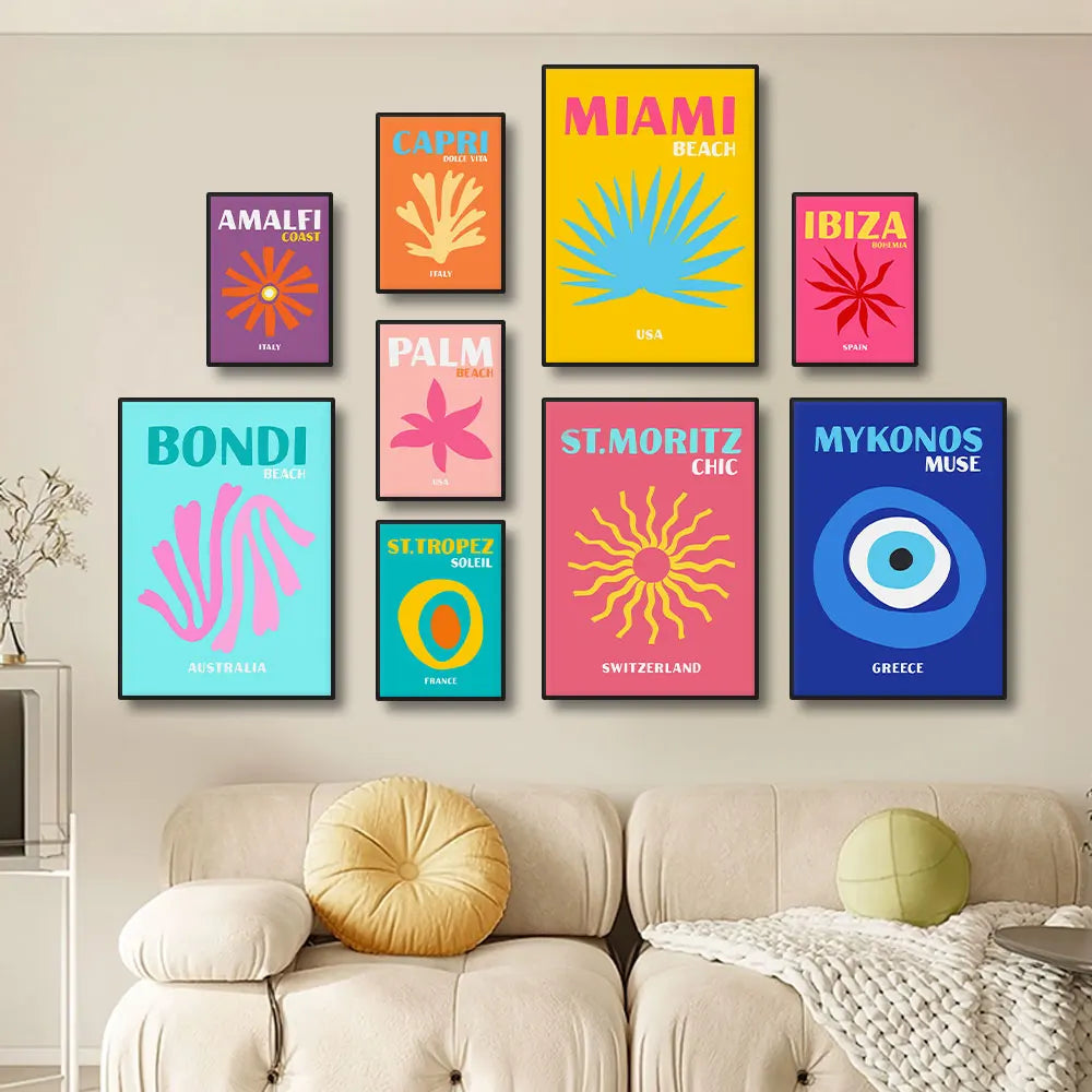 Modern scenic travel Mykonos wall art poster for home decor
