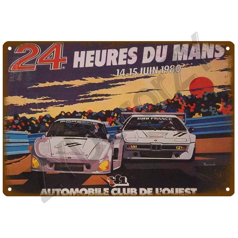 24H Lemans Racing Compettion in 1999 Metal Tin Sign Decor Vintage Wall Plate Poster Classic Tinplate Plaques Garage Bar Decor