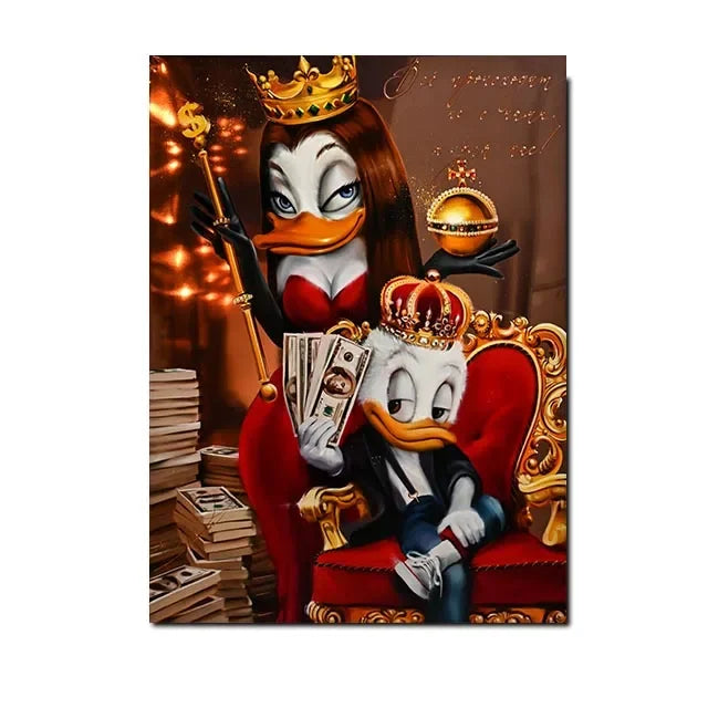 Donald Duck Love Money Graffiti Art Print