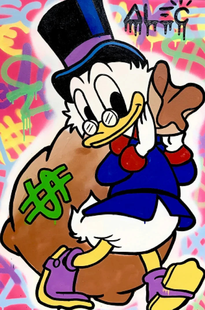 Donald Duck Love Money Graffiti Art Print