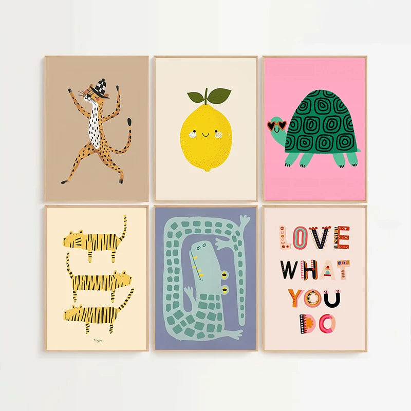 Cute Cartoon Colorful Animal Poster