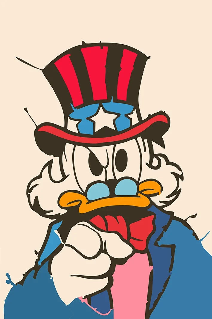 Donald Duck Love Money Graffiti Art Print
