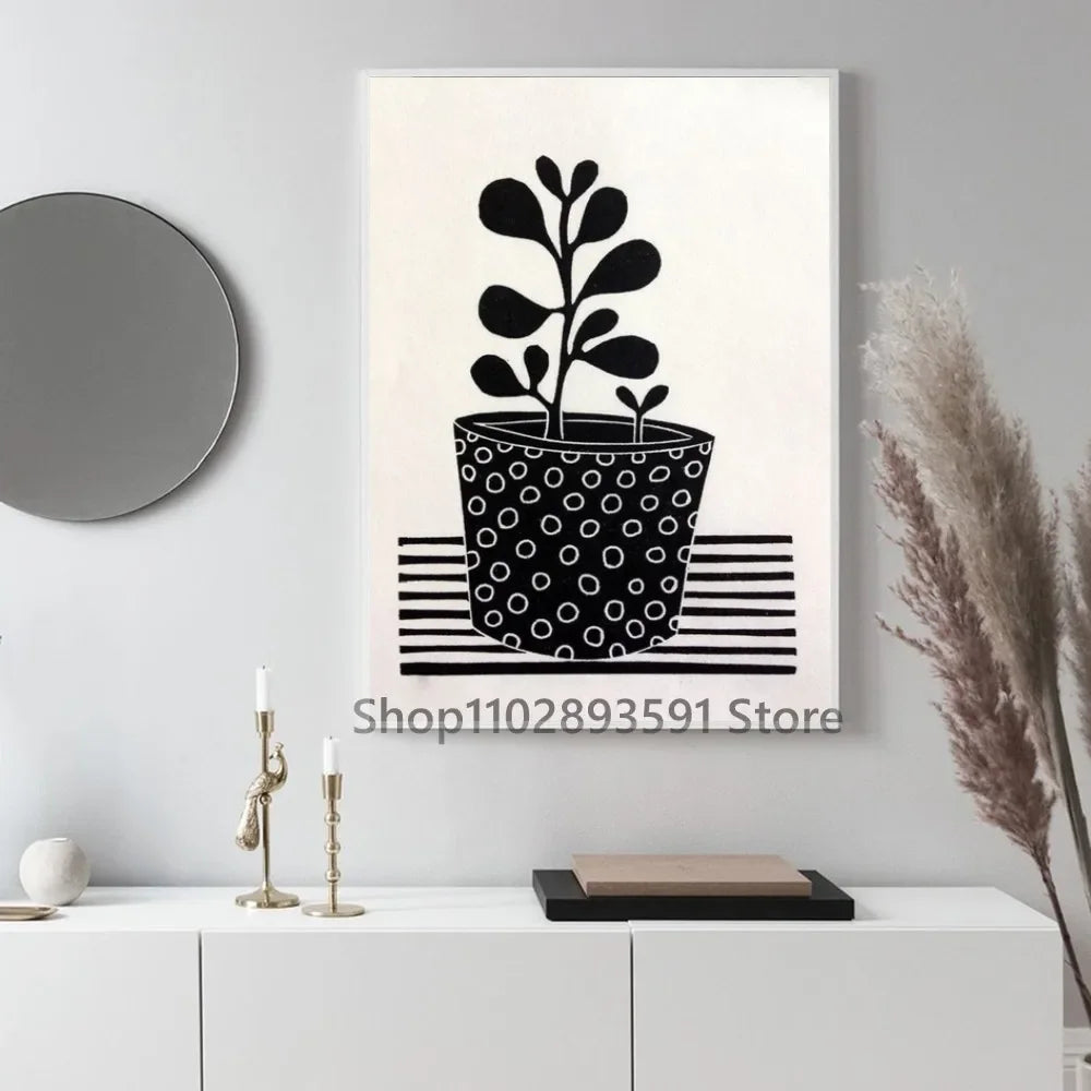 1pc Abstract Line Lemon Flower Vase Geometry Nordic Poster Paper Print Home Bedroom Entrance Bar Cafe Art Painting Decoration