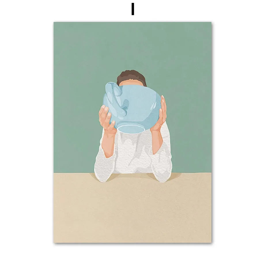 Laundry Girl Washing Machine Bathtub Eclectic Poster