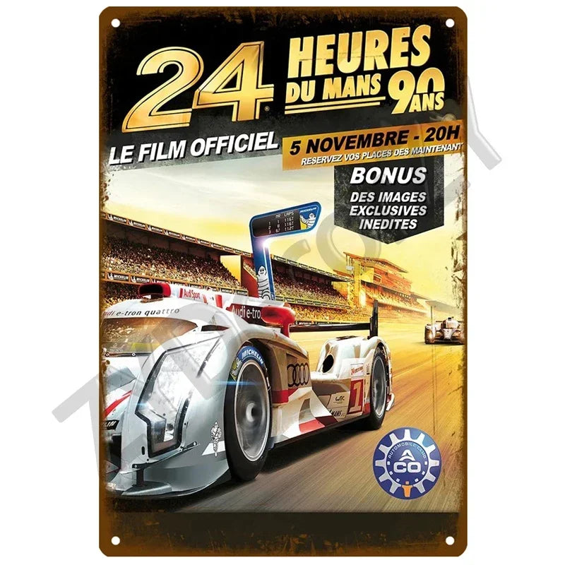 24H Lemans Racing Compettion in 1999 Metal Tin Sign Decor Vintage Wall Plate Poster Classic Tinplate Plaques Garage Bar Decor