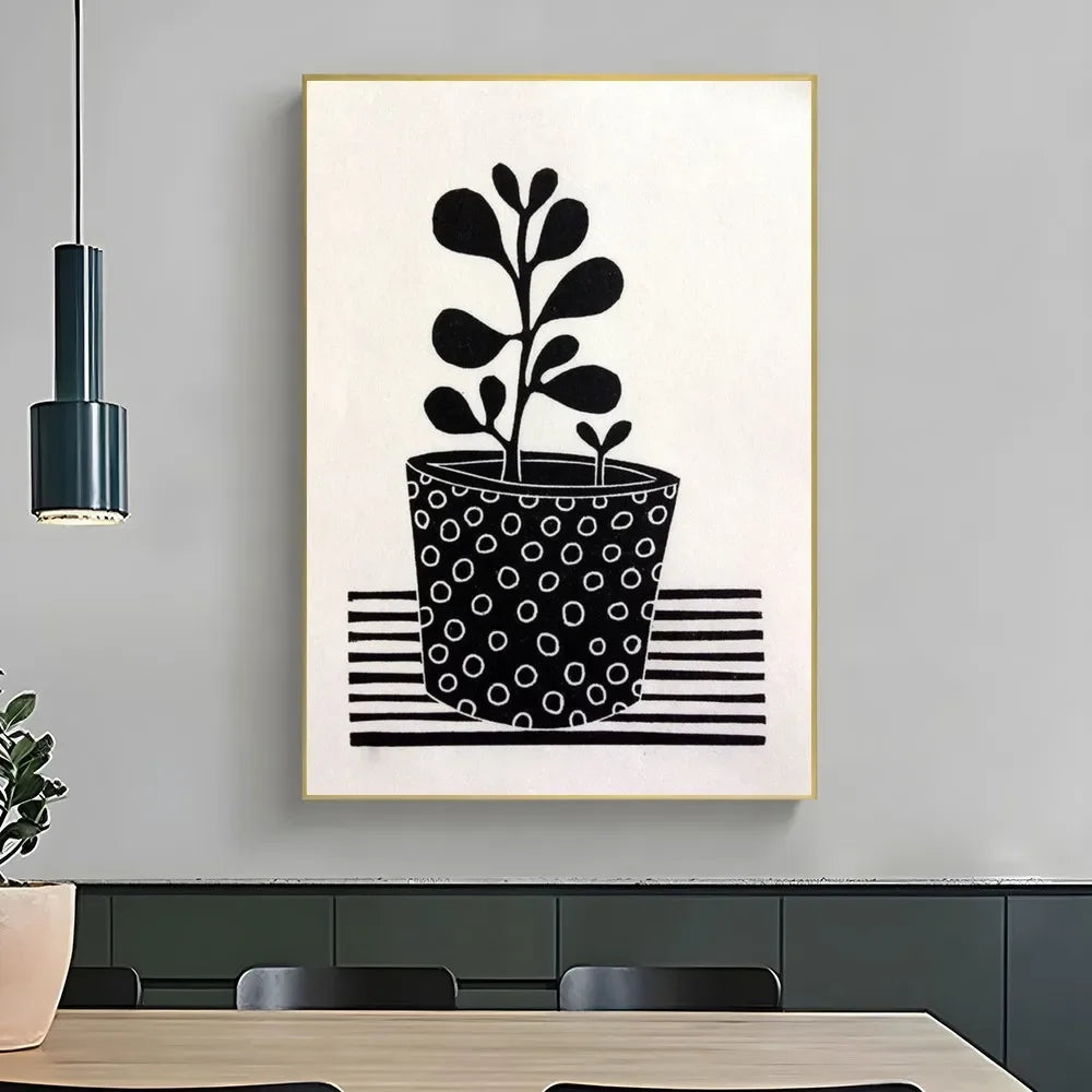 1pc Abstract Line Lemon Flower Vase Geometry Nordic Poster Paper Print Home Bedroom Entrance Bar Cafe Art Painting Decoration
