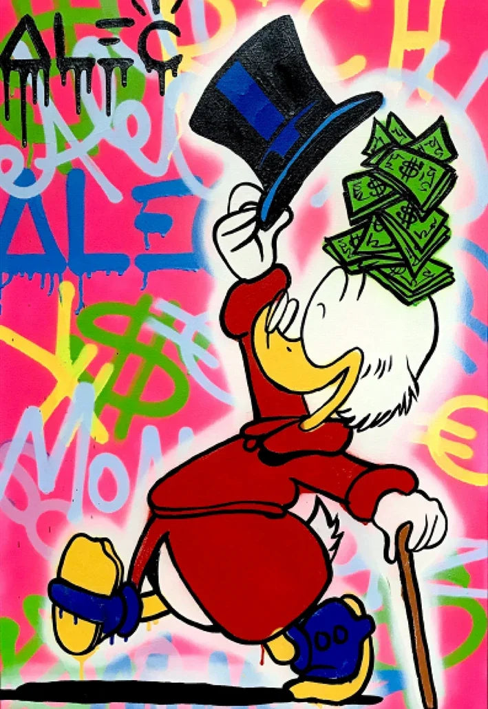 Donald Duck Love Money Graffiti Art Print
