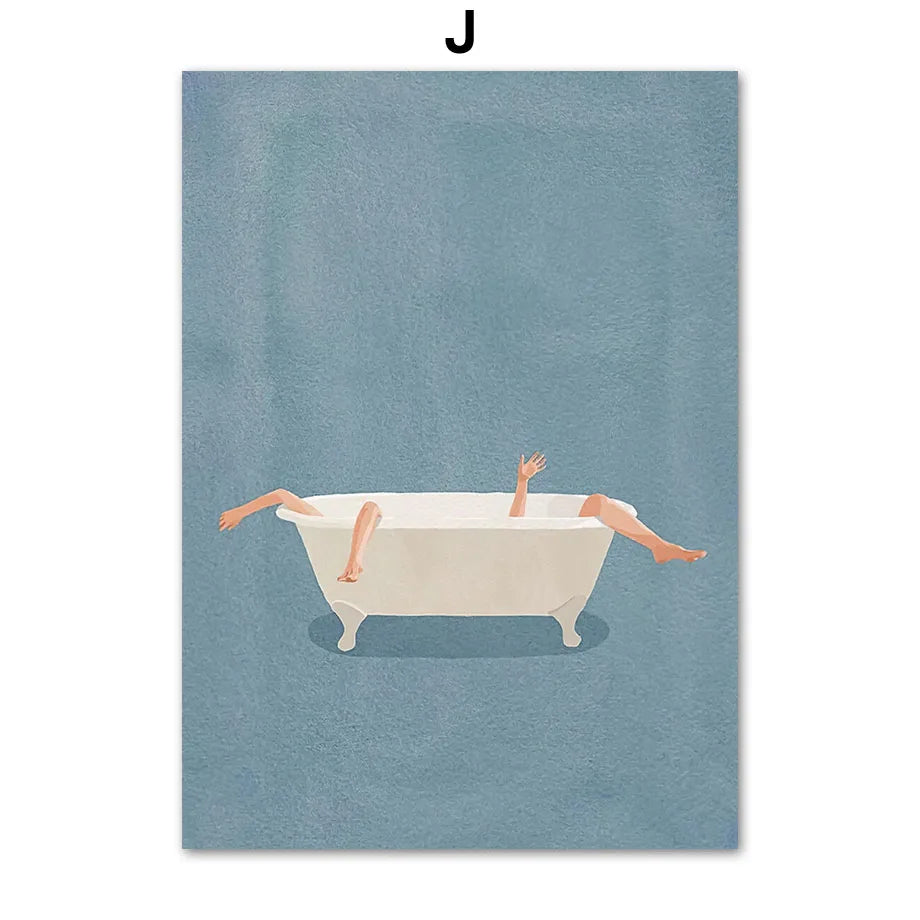 Laundry Girl Washing Machine Bathtub Eclectic Poster