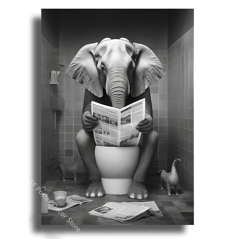 Funny Animal Bathroom Humor Poster