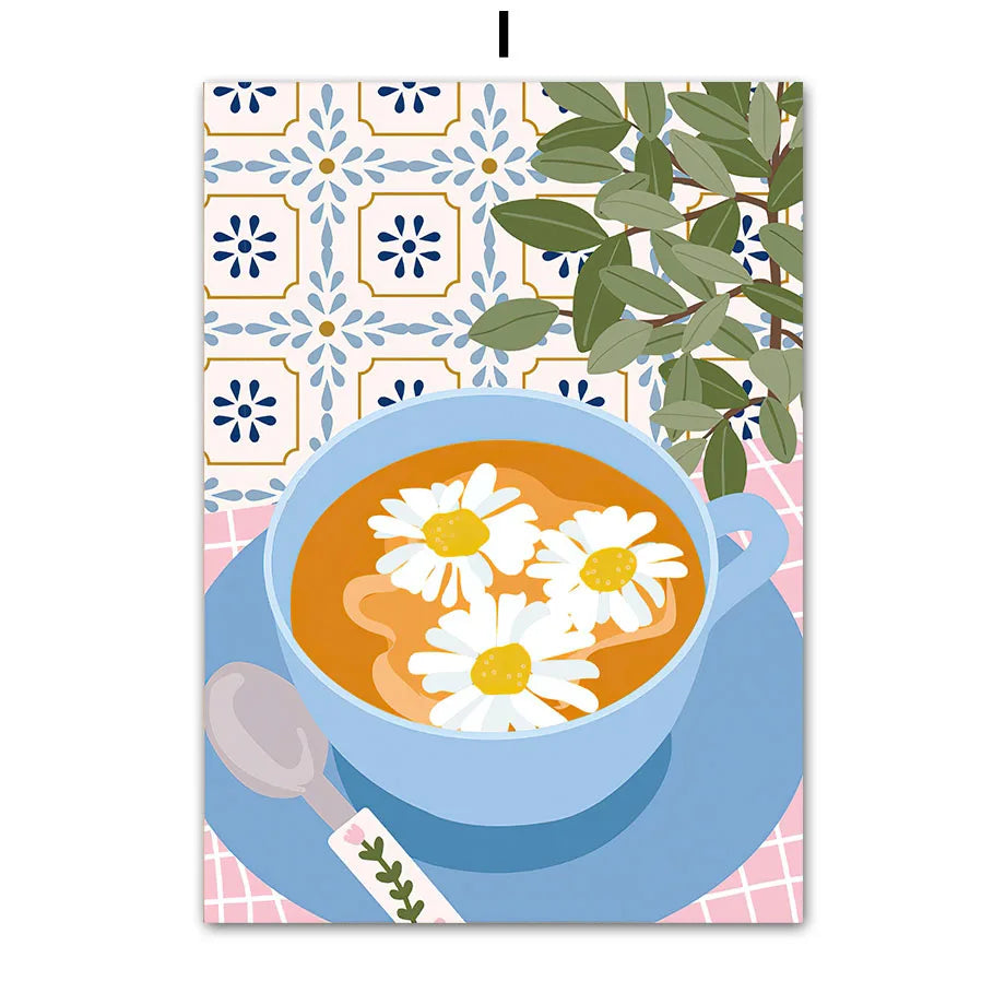 Retro Flowers Vase Gallery Colorful Funky Poster