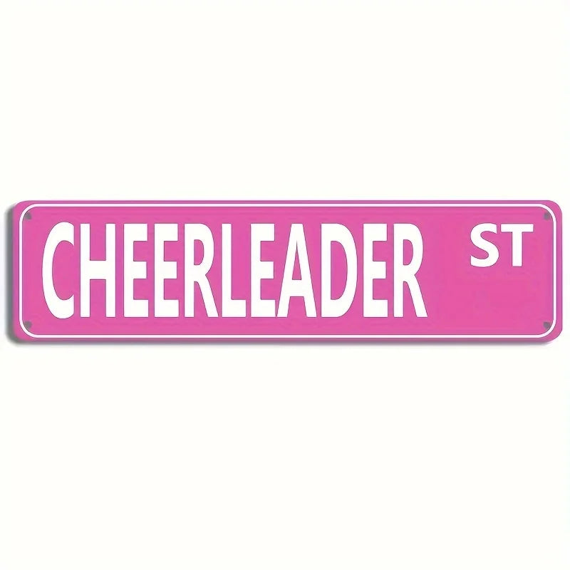 Cheerleader St, Princess St Metal Tin Sign, Cheerleading Dance Dancer Funny Vintage Slim Street Aluminum Signs, Wall Art Decor