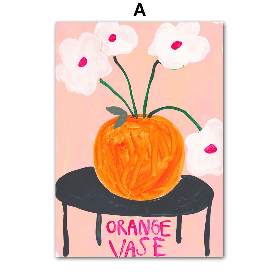Retro Flowers Vase Gallery Colorful Funky Poster
