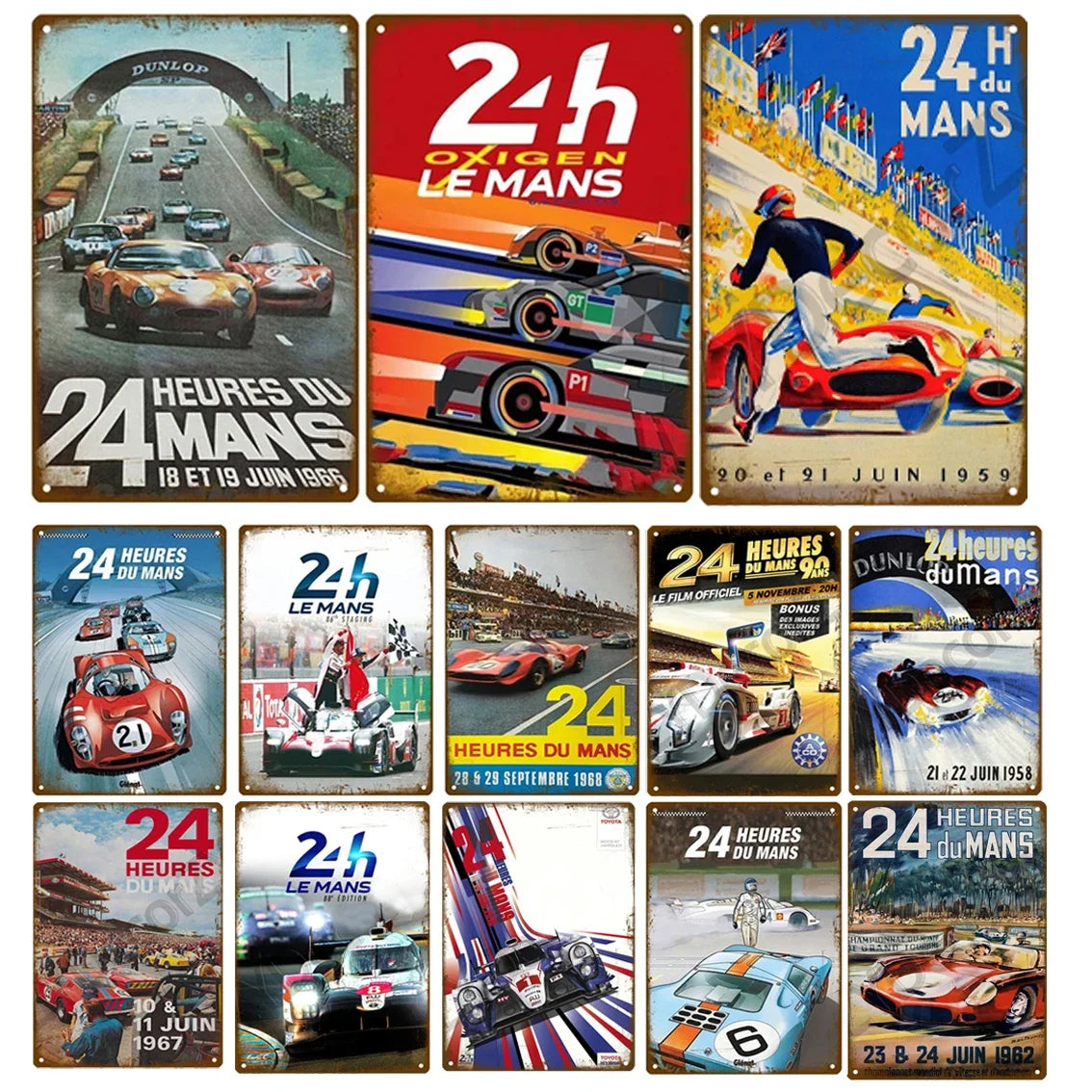 24H Lemans Racing Compettion in 1999 Metal Tin Sign Decor Vintage Wall Plate Poster Classic Tinplate Plaques Garage Bar Decor