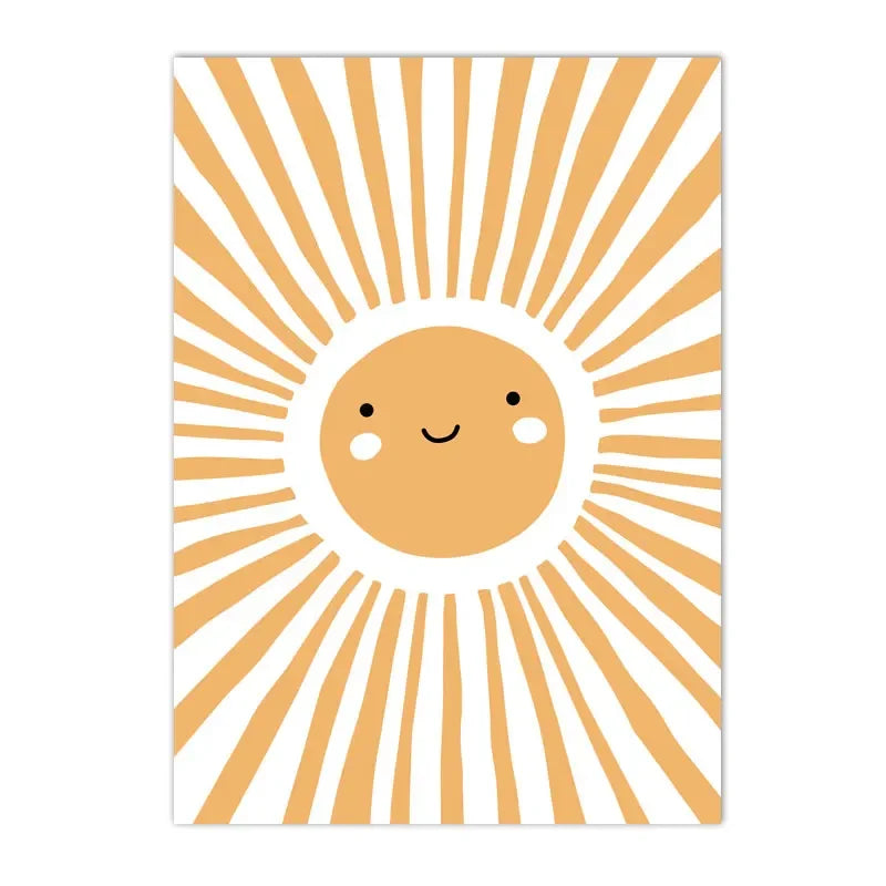 Boho Rainbow Cloud Moon Sun Heart Nursery Poster