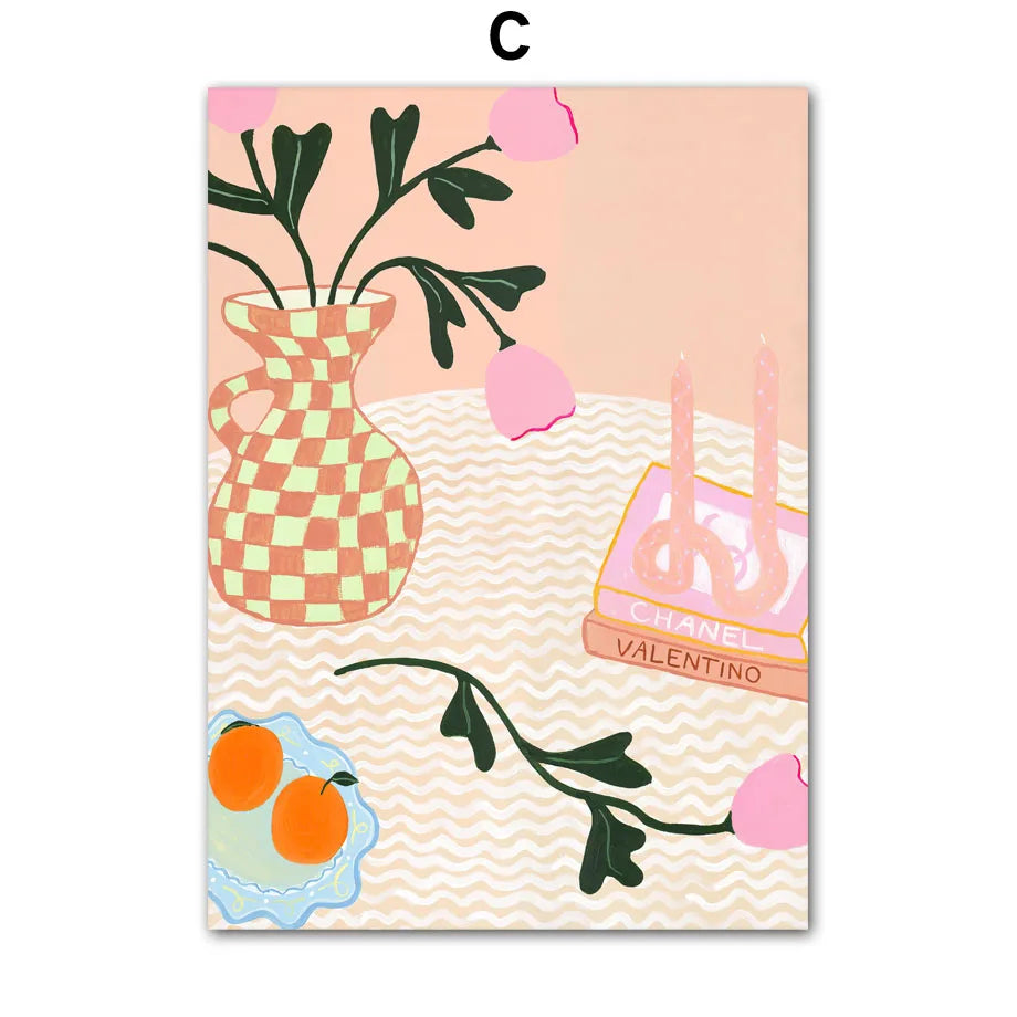 Retro Flowers Vase Gallery Colorful Funky Poster