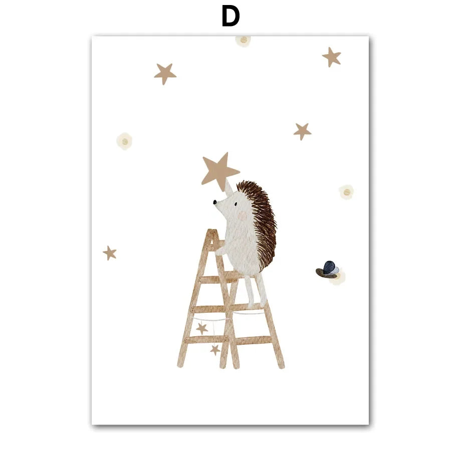 Boho Cartoon Bear Panda Mouse Balloon Plane Posters Art Prints Canvas Painting Wall Pictures For Baby Kids Room Home Decoration