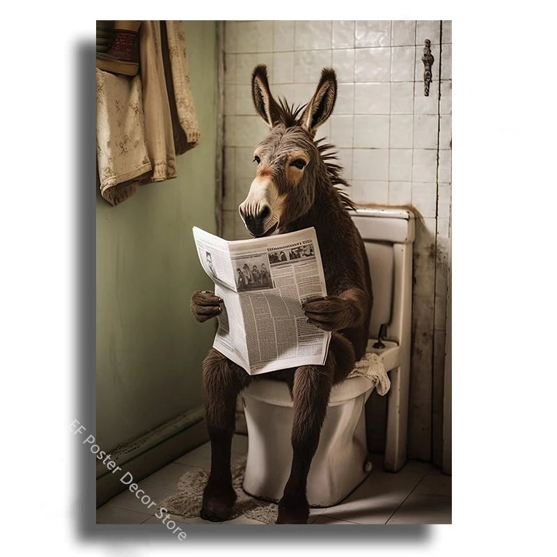 Funny Animal Bathroom Humor Poster