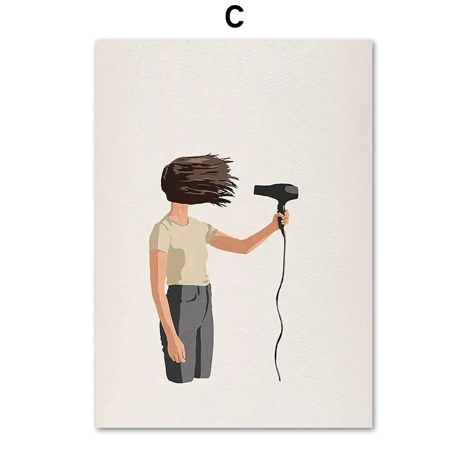 Laundry Girl Washing Machine Bathtub Eclectic Poster