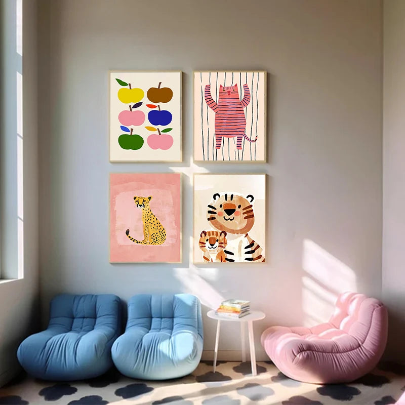 Cute Cartoon Colorful Animal Poster