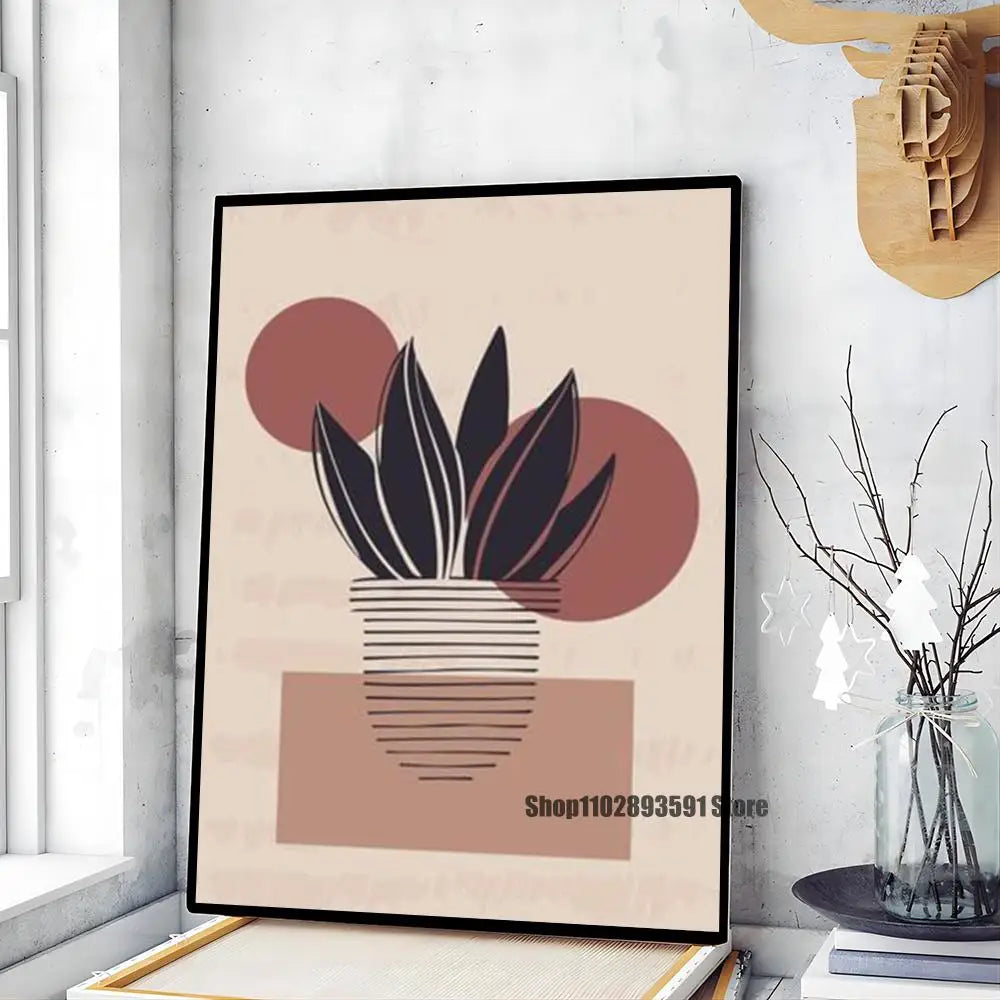 1pc Abstract Line Lemon Flower Vase Geometry Nordic Poster Paper Print Home Bedroom Entrance Bar Cafe Art Painting Decoration