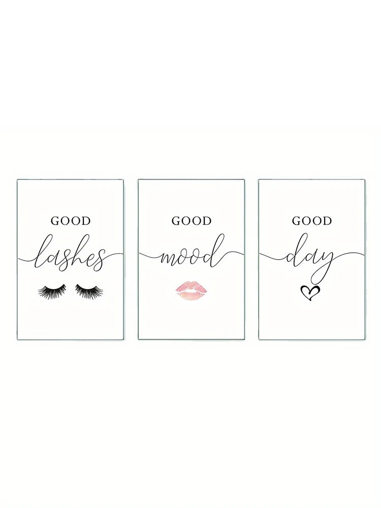 Set of 3 Eyelashes Makeup Vanity Wall Art