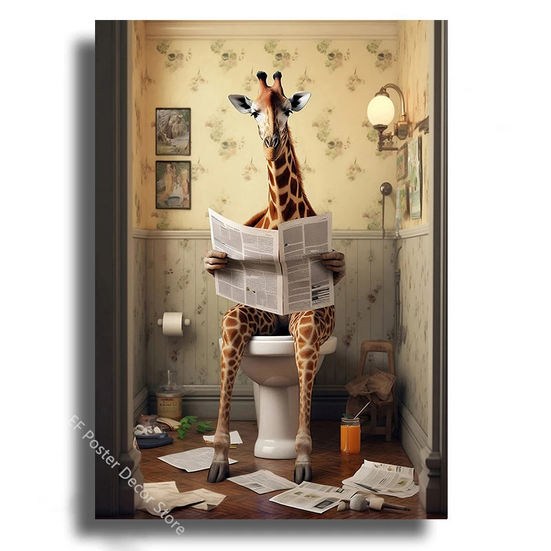 Funny Animal Bathroom Humor Poster