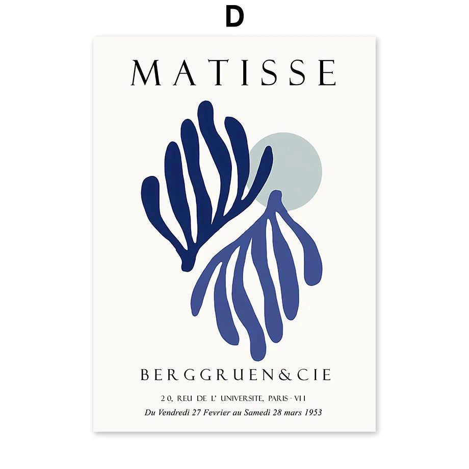Abstract Matisse Line Body Leaves Leopard Poster