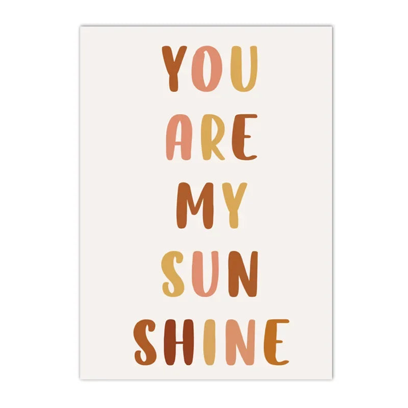 Boho Rainbow Cloud Moon Sun Heart Nursery Poster