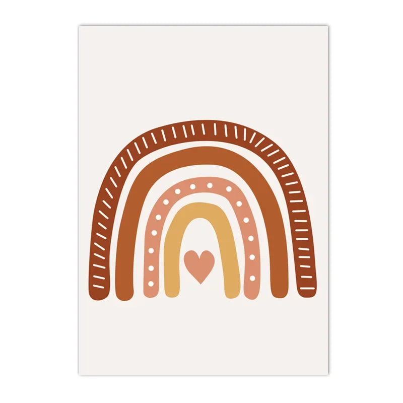 Boho Rainbow Cloud Moon Sun Heart Nursery Poster